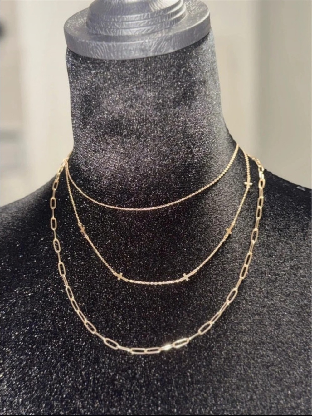 Layered Gold Tone Women’s Necklace Set